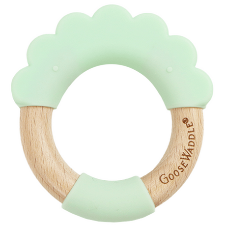 Mint Lion Circle Lion Head Teether Silicone + Wood Teether - HoneyBug 