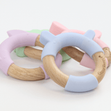 Mint Lion Circle Lion Head Teether Silicone + Wood Teether - HoneyBug 