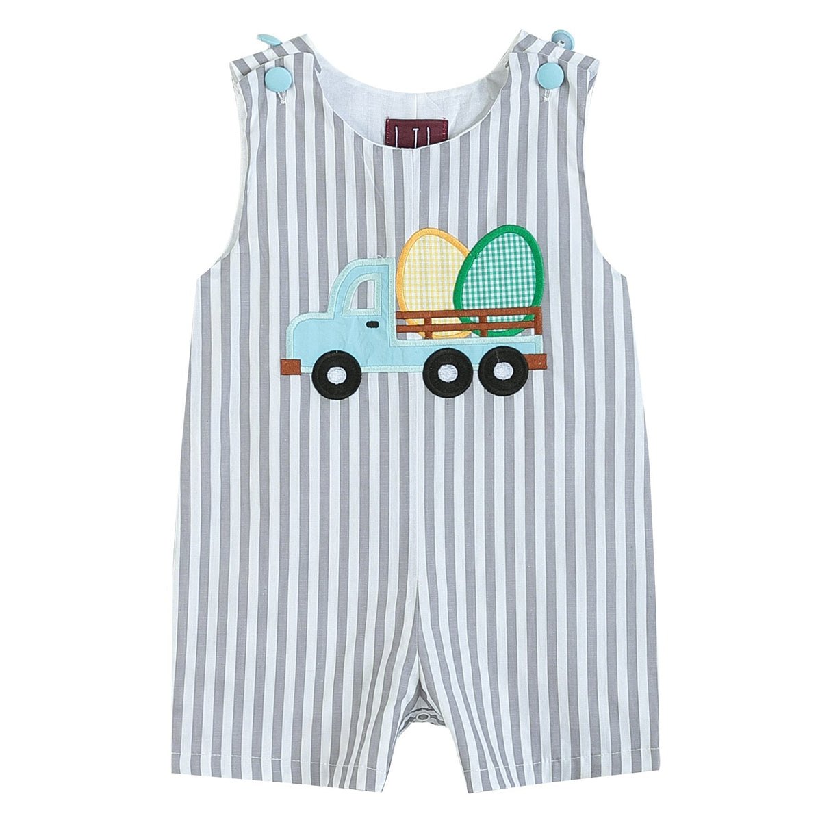 Gray Striped Easter Egg Truck Shortalls