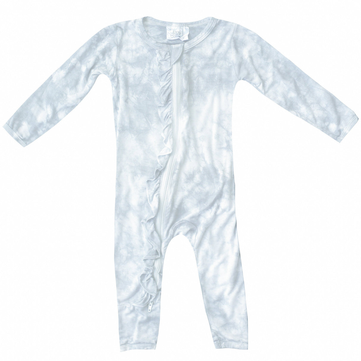 Ruffle 2 Way Zip Romper - Gray Marble - HoneyBug 