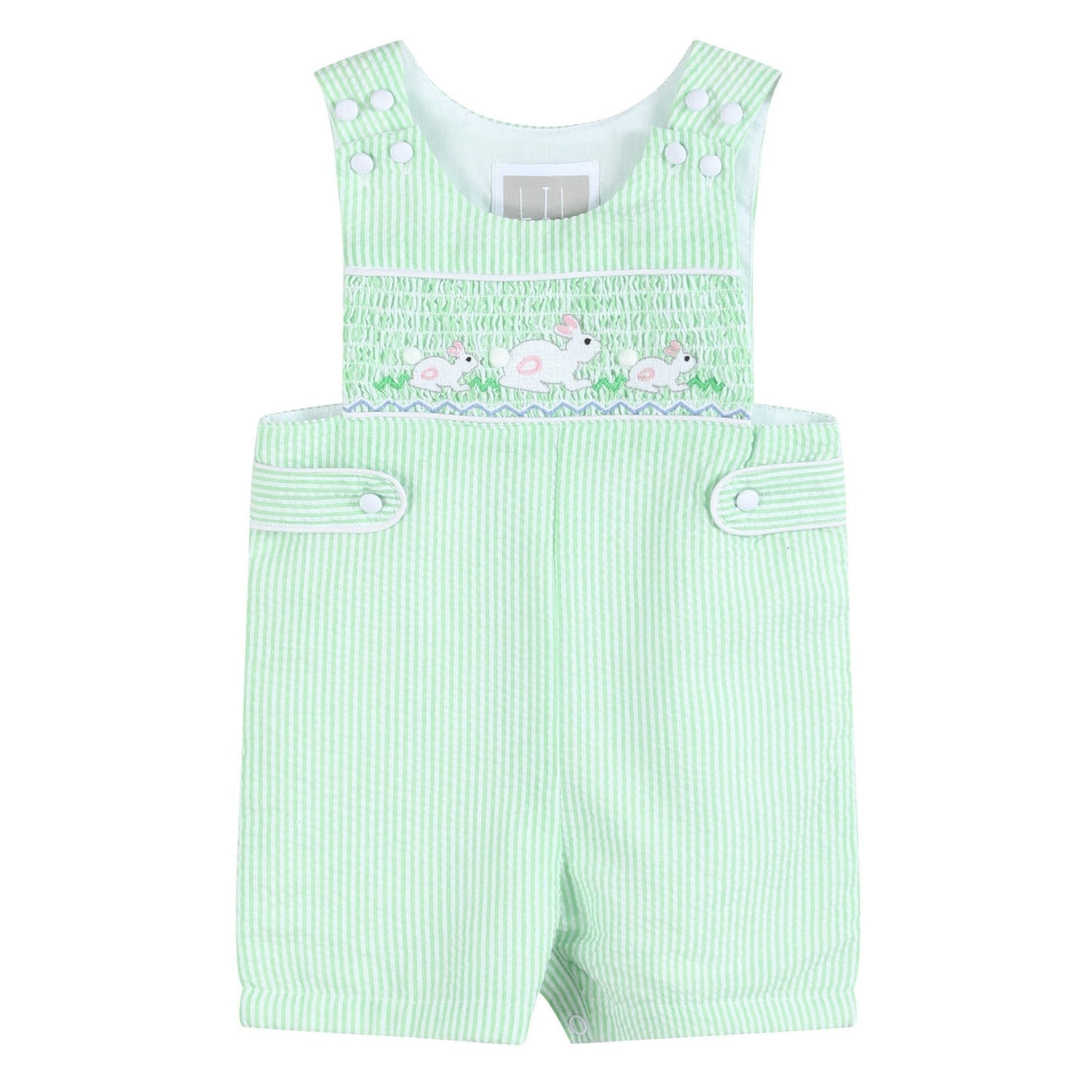 Green Seersucker Easter Bunny Smocked Jon Jons