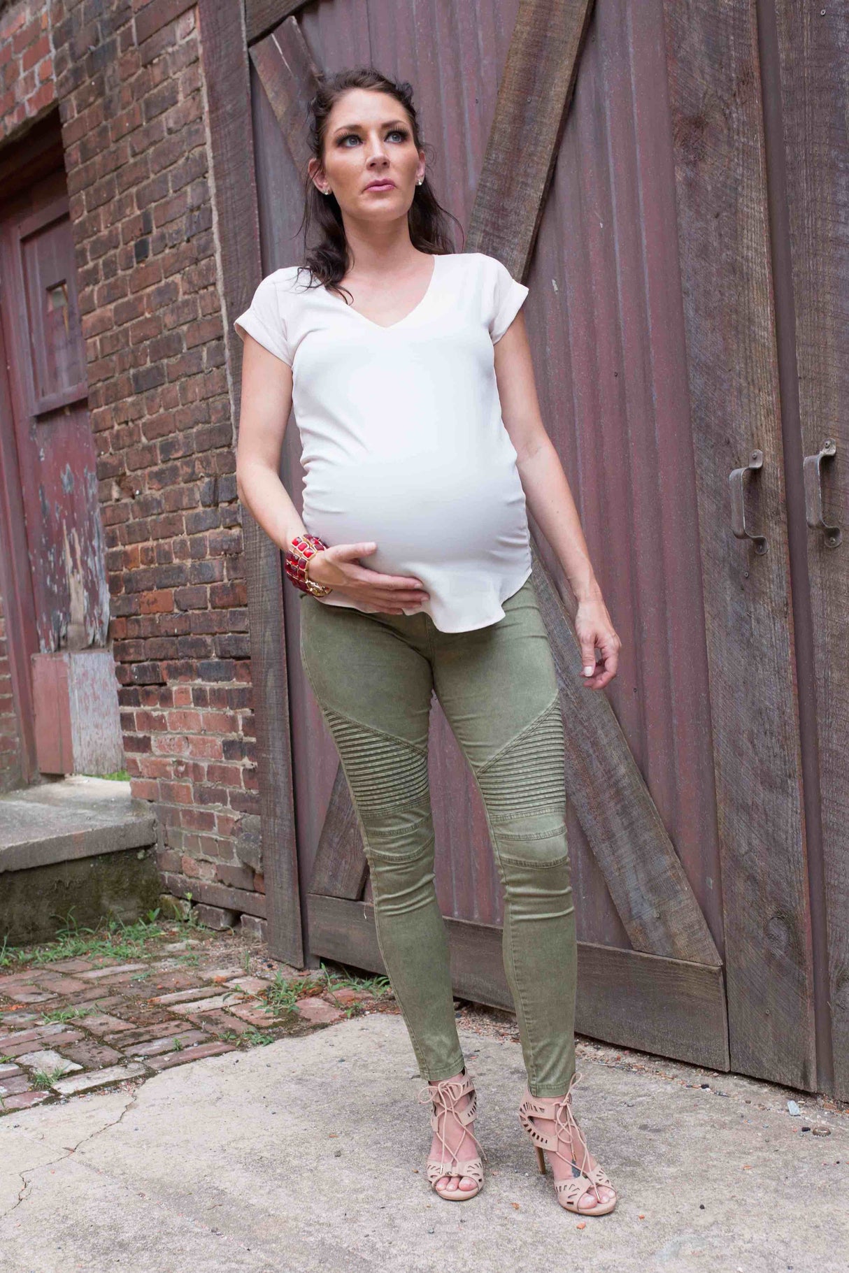 Green with Envy Moto Maternity Leggings - HoneyBug 