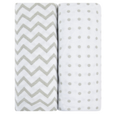 Crib Sheet Set - Grey Chevron & Polka Dot - HoneyBug 