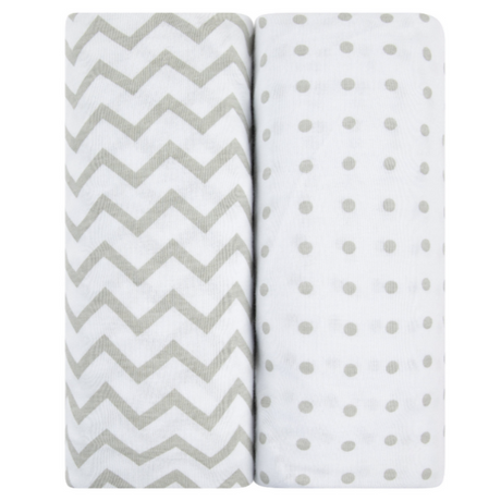 Crib Sheet Set - Grey Chevron & Polka Dot - HoneyBug 