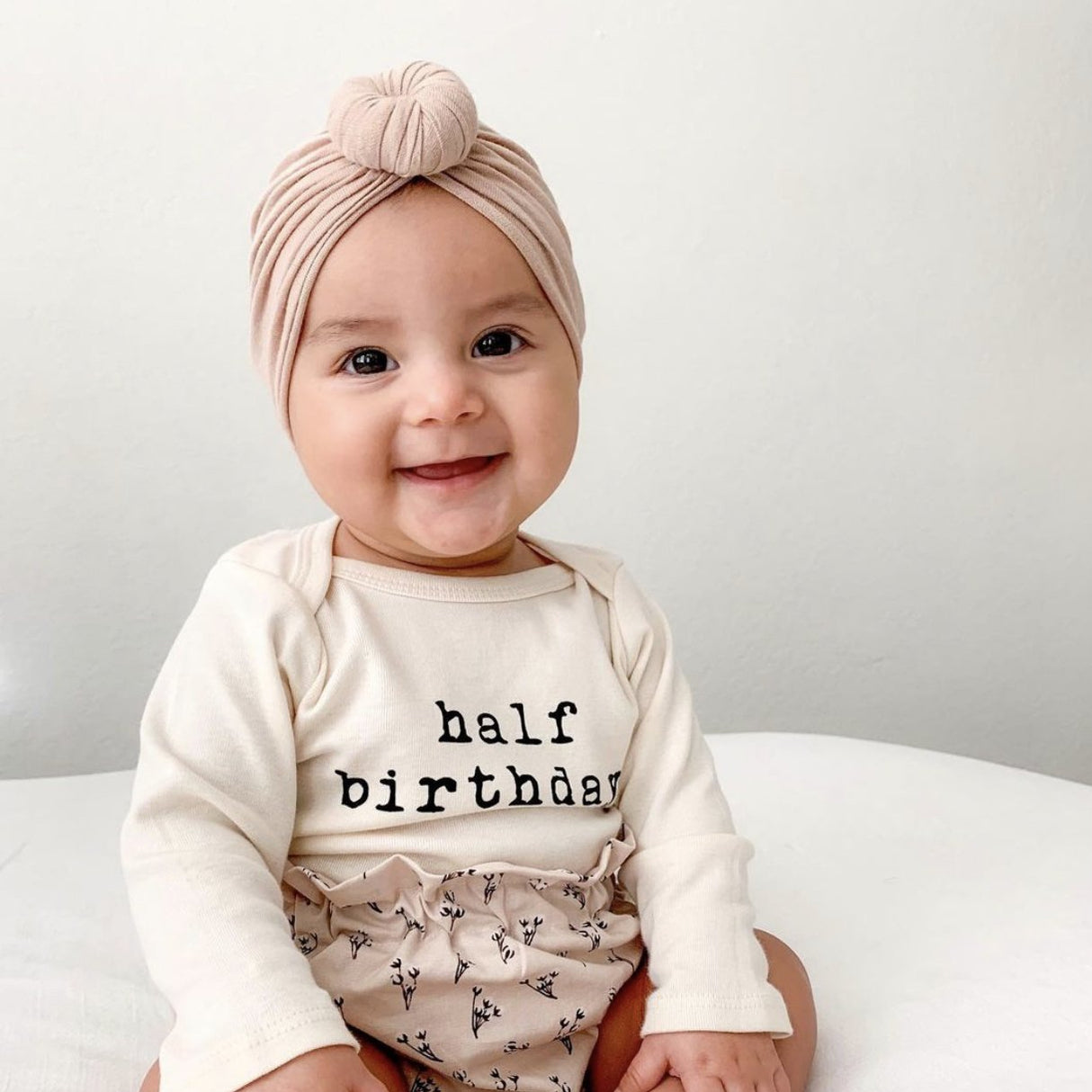 Half Birthday Organic Cotton Baby Bodysuit Long Sleeve - HoneyBug 