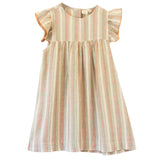 Girls’ Flutter Sleeve Dress | Mint Green Stripe - HoneyBug 