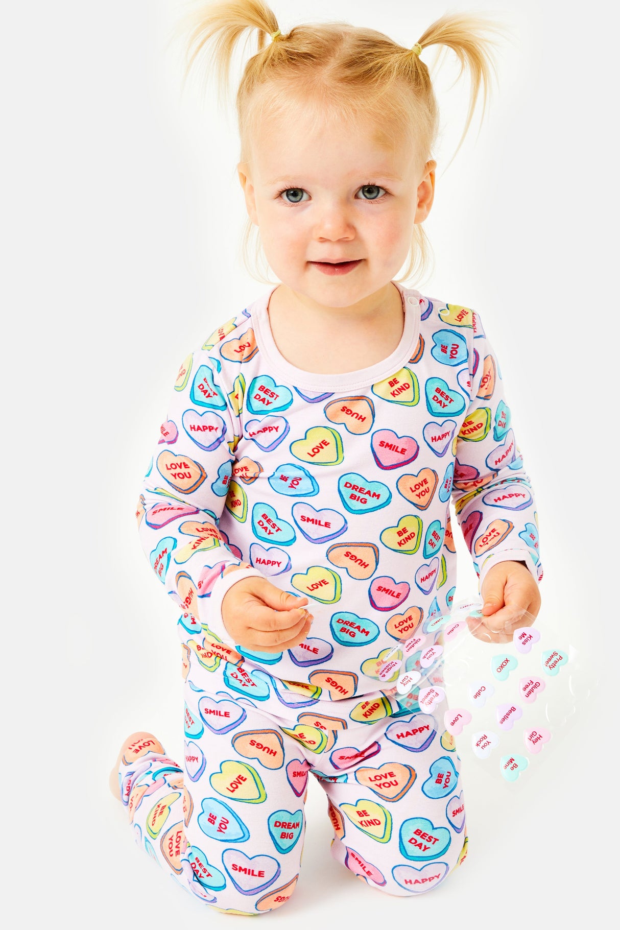 Long Sleeve Pajama Set - Candy Hearts - HoneyBug 