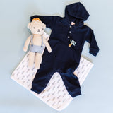 Navy Knit Jogger Jumpsuit - HoneyBug 