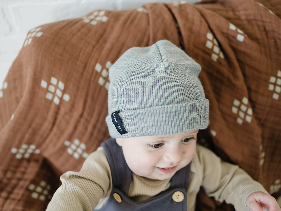 Light Grey Mebie Baby Beanie - HoneyBug 