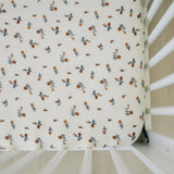 Cream Floral Muslin Crib Sheet - HoneyBug 