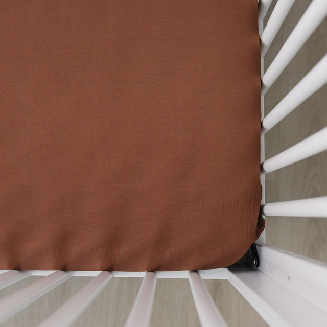 Rust Bamboo Stretch Crib Sheet - HoneyBug 
