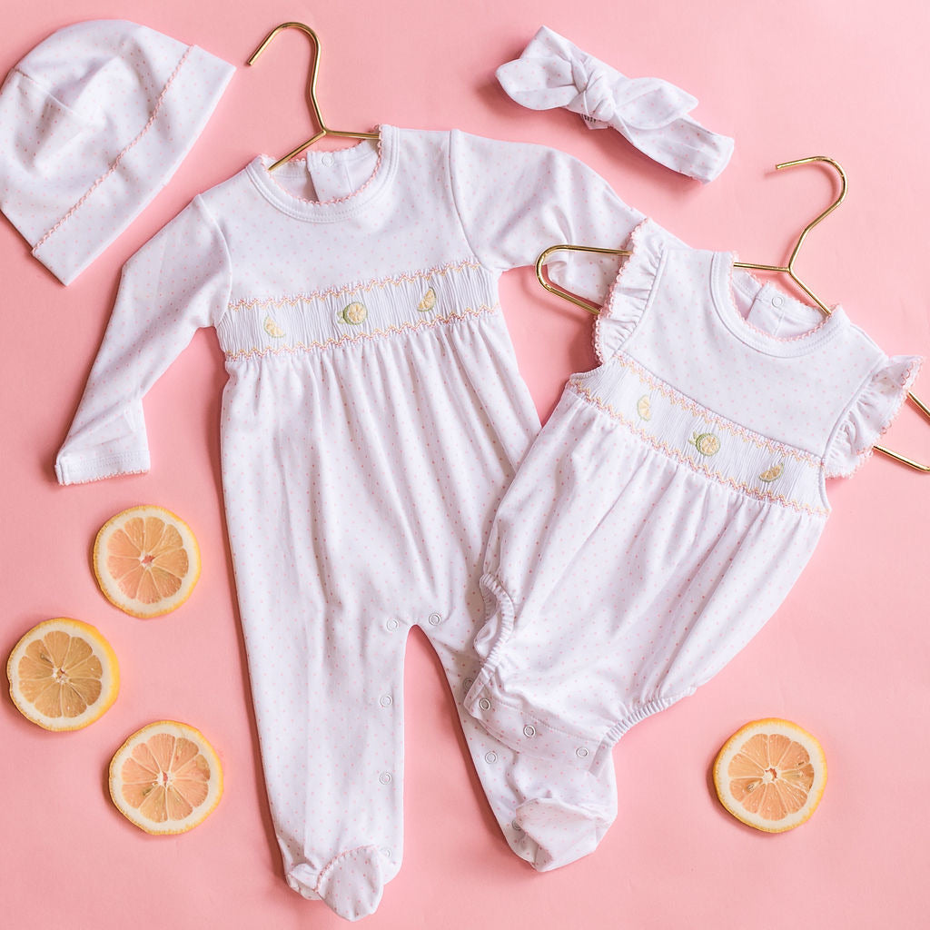 Pink Lemonade Smocked Footie - HoneyBug 