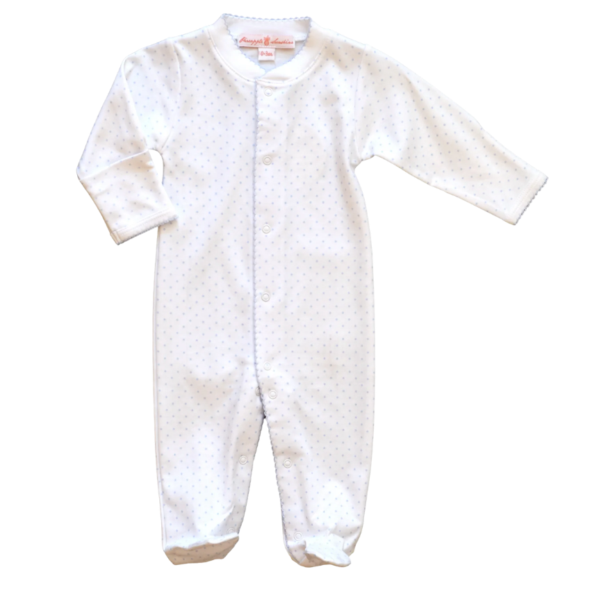 Light Blue Polka Dot Footie