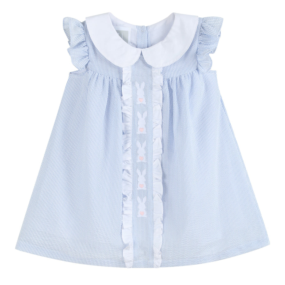 Light Blue Easter Bunny Ruffle Yoke Dress