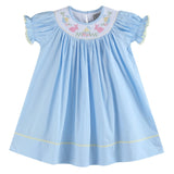 Light Blue Easter Smocked Bishop Dress