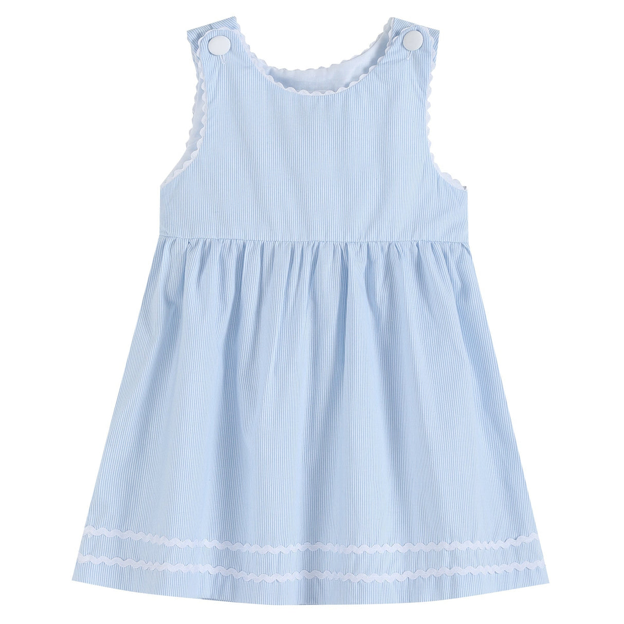 Light Blue Seersucker A-Line Dress