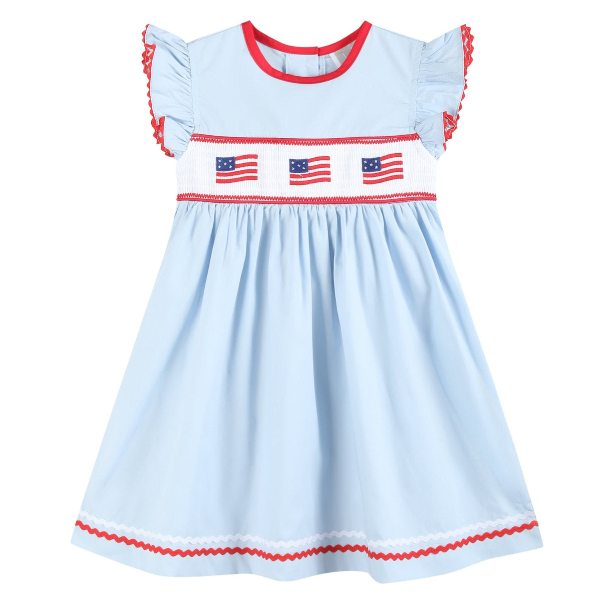 Light Blue USA Flag Smocked Dress