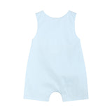 Light Blue USA Flag Smocked Shortalls