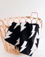 Lightning Bolt Fuzzy Blanket | Black - HoneyBug 