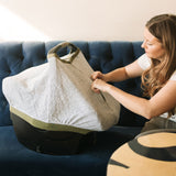 Cotton Muslin Car Seat Canopy - Green Seed - HoneyBug 