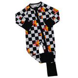Bamboo Zip Romper | Checker Blaze