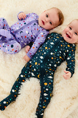 Soft & Stretchy Zipper Footie - Luna Lavender - HoneyBug 