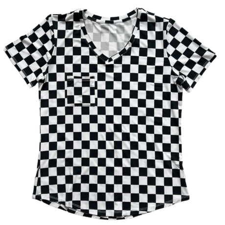 MAMA V-NECK- B+W Check - HoneyBug 