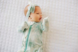 Ruffle 2 Way Zip Romper - Marbled Aquamarine - HoneyBug 
