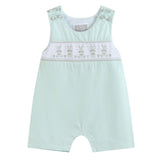 Misty Blue Easter Bunny Smocked Shortalls