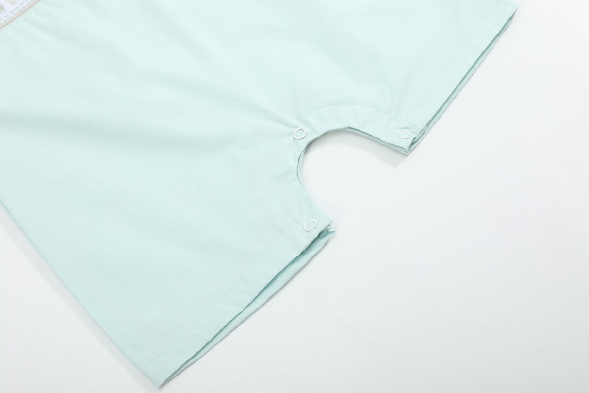 Misty Blue Easter Bunny Smocked Shortalls