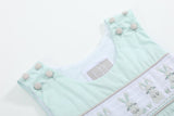 Misty Blue Easter Bunny Smocked Shortalls