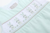 Misty Blue Easter Bunny Smocked Shortalls