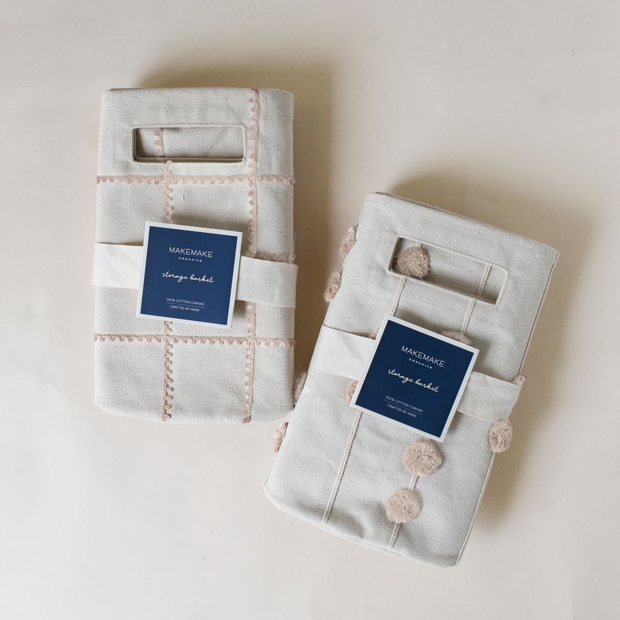 Handmade Canvas Storage Basket Lace - Pecan