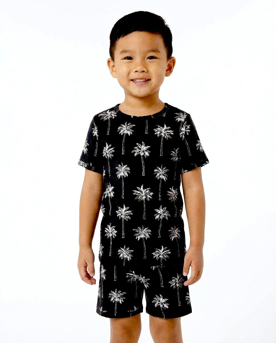 Bamboo Shorts Set | Palm Style Black