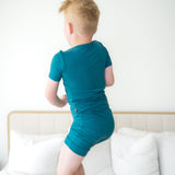 TWO PIECE SHORTIE SET- Peacock Ribbed - HoneyBug 