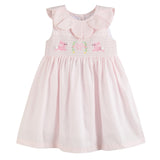 Pink Petal Collared Smocked Dress