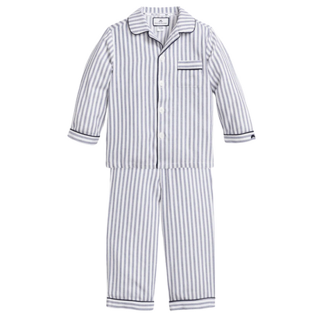Kid's Twill Pajama Set in Navy French Ticking - HoneyBug 