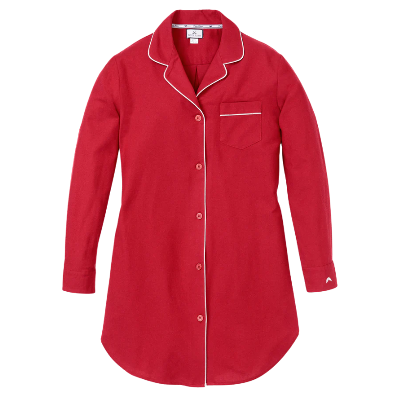 Women's Flannel Nightshirt in Red - HoneyBug 
