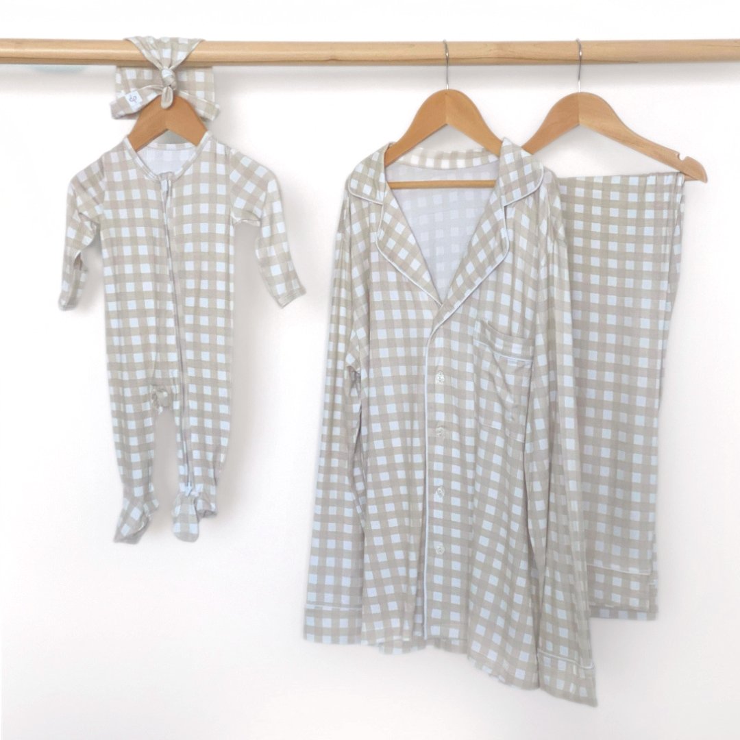 Women's Long Sleeve Pajama Set - Gingham - HoneyBug 
