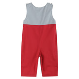 Red and Gray Football Smocked Overalls