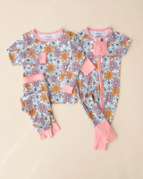 Bamboo Zip Romper | Retro Garden - HoneyBug 