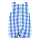 Royal Blue Gingham Alligator Applique Shortalls
