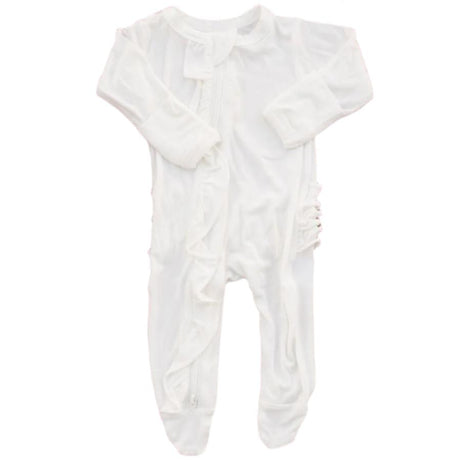 Ruffle 2 Way Zip Romper - White - HoneyBug 