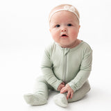 Sage Zippered Footie - HoneyBug 
