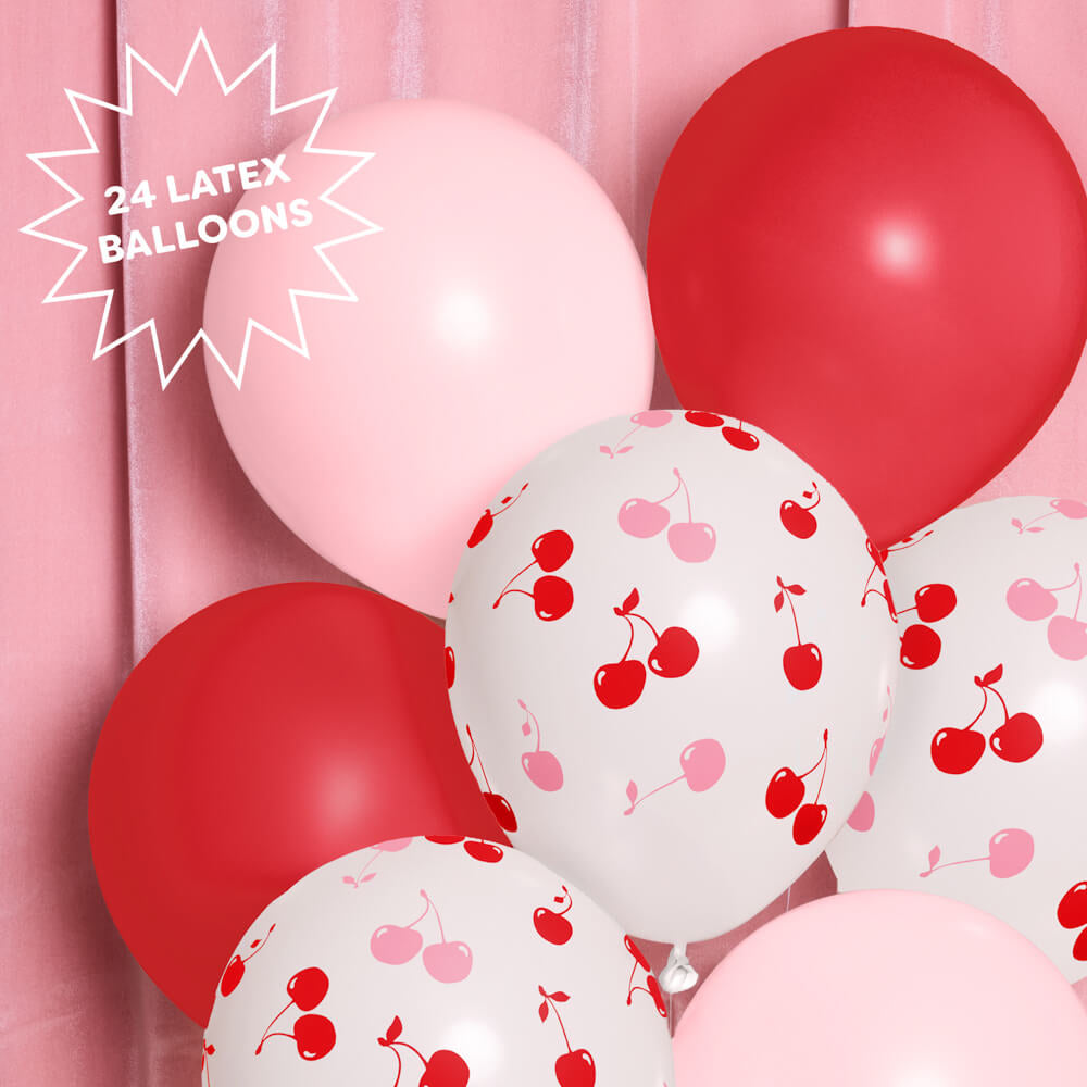 Cherry Balloon Pack - 24 Latex Balloons