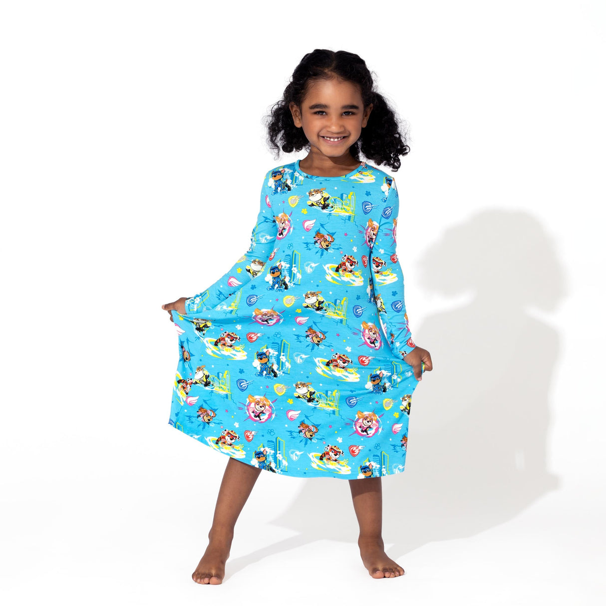 PAW Patrol: The Mighty Movie - Mighty Pups Bamboo Girls' Long Sleeve Dress - HoneyBug 