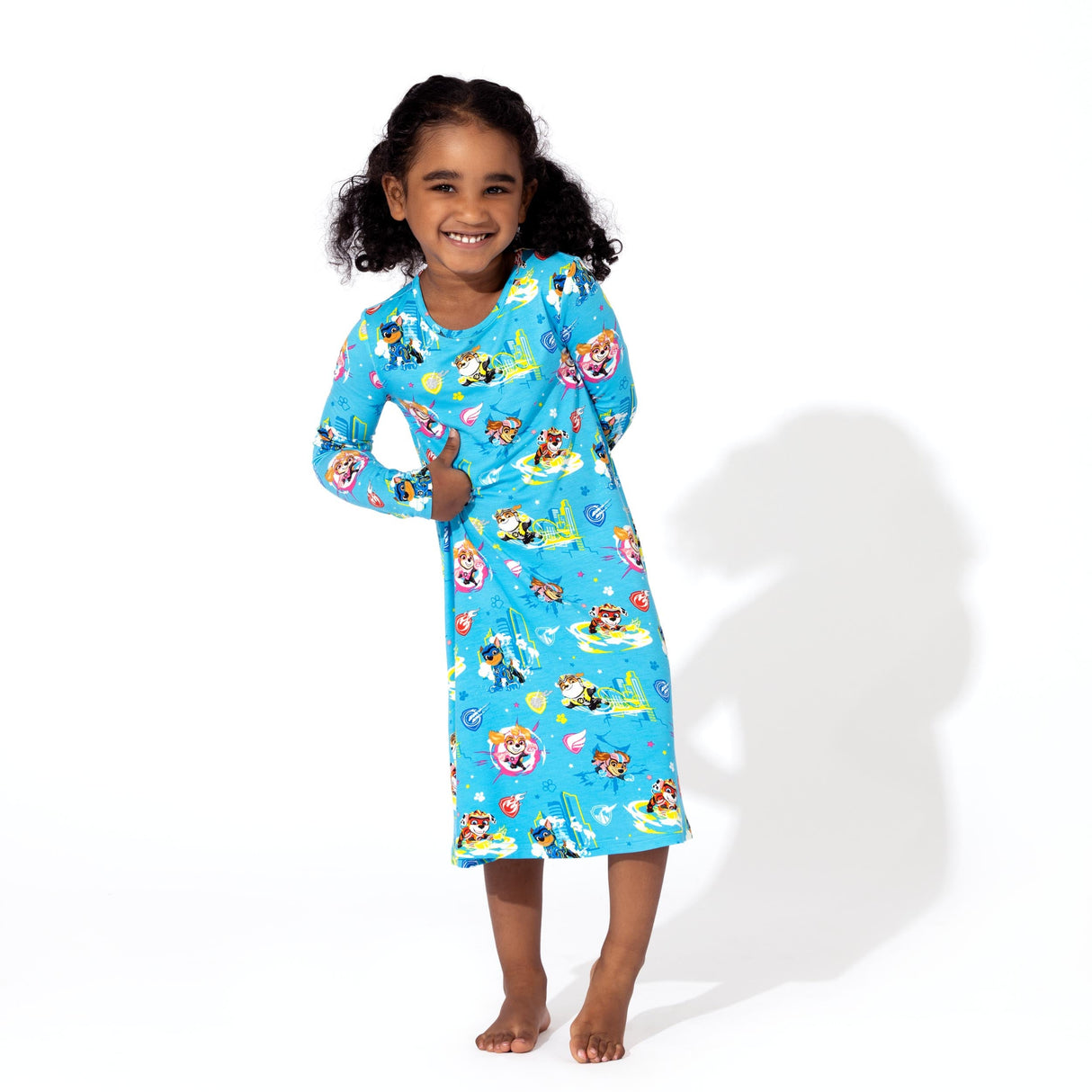 PAW Patrol: The Mighty Movie - Mighty Pups Bamboo Girls' Long Sleeve Dress - HoneyBug 