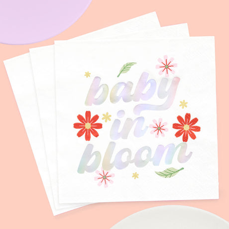 Baby in Bloom Napkins - 50 White Napkins