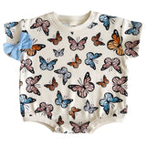 Short Sleeve Bubble Romper | Butterflies - HoneyBug 