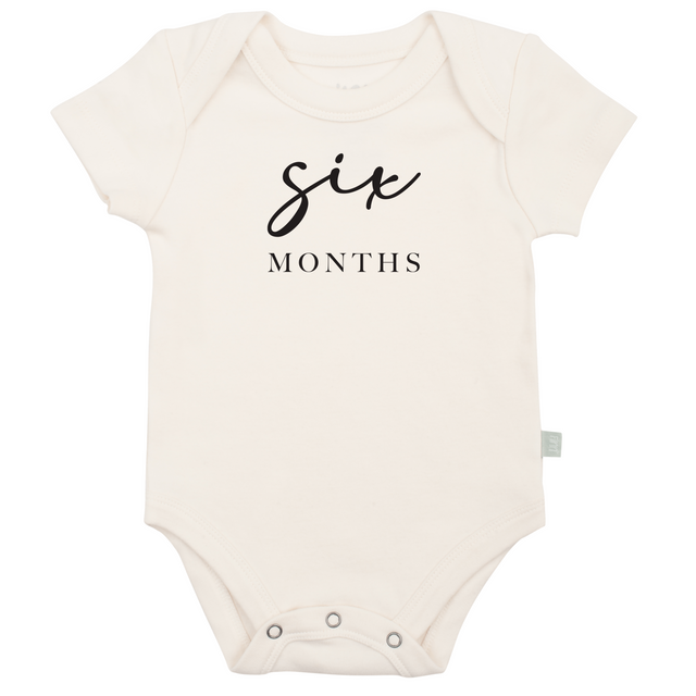graphic bodysuit | six months milestone charcoal - HoneyBug 